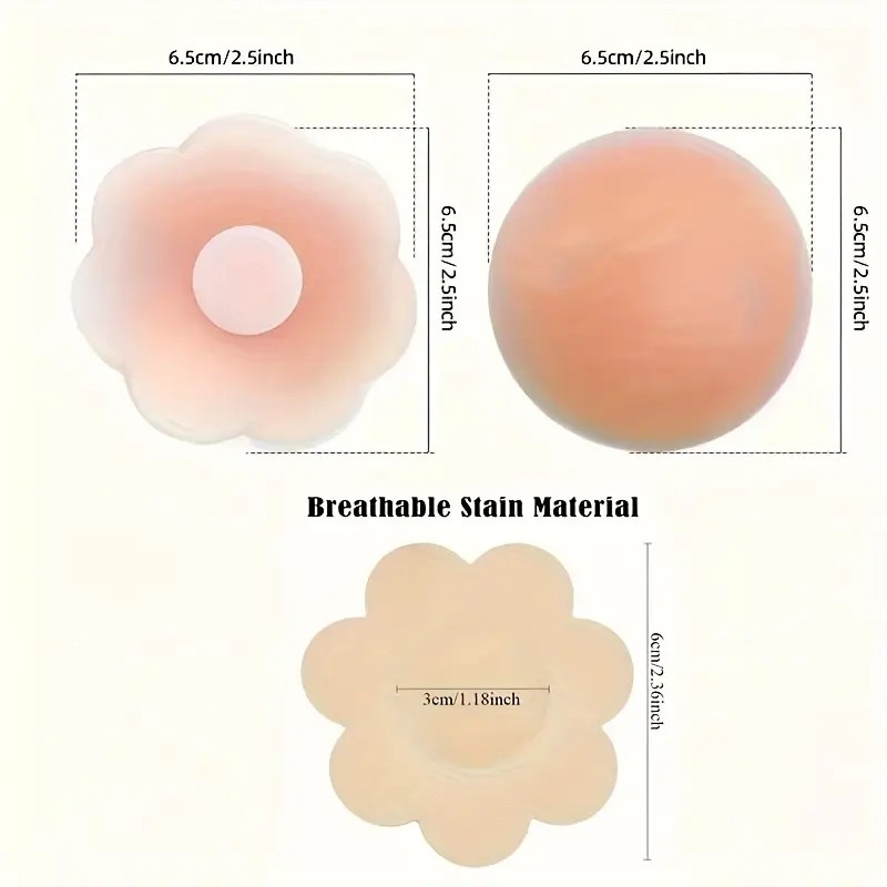 AliExpress 11 Pairs/22 Pieces of Reusable Silicone Nipple Covers - Strapless Invisible Self-Adhesive Breast Covers, Light Pink with Dot Pattern, Seamless Design, view 3