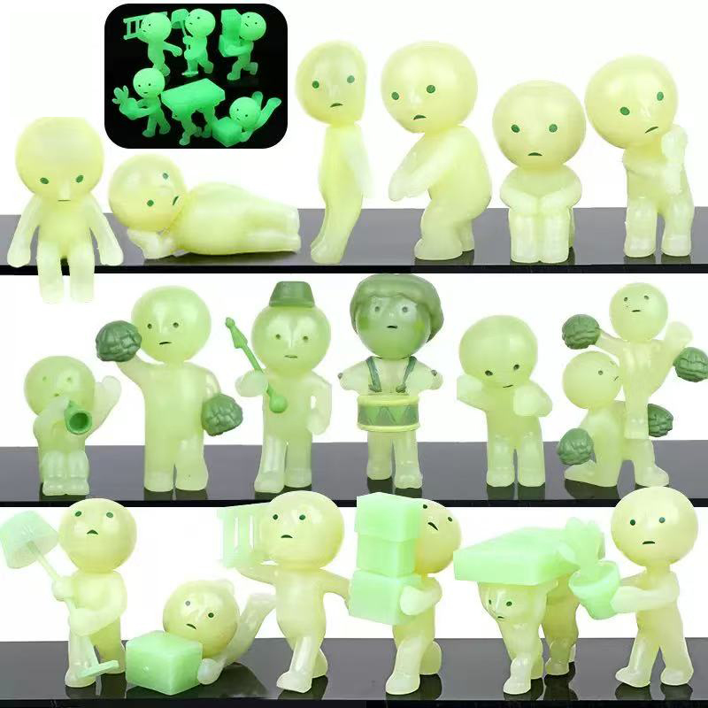 AliExpress 11 Types Multiple Series Noctilucent Green Doll Blind Box Action Figures Decoration Desktop Model Toy For Christmas Gift, view 5