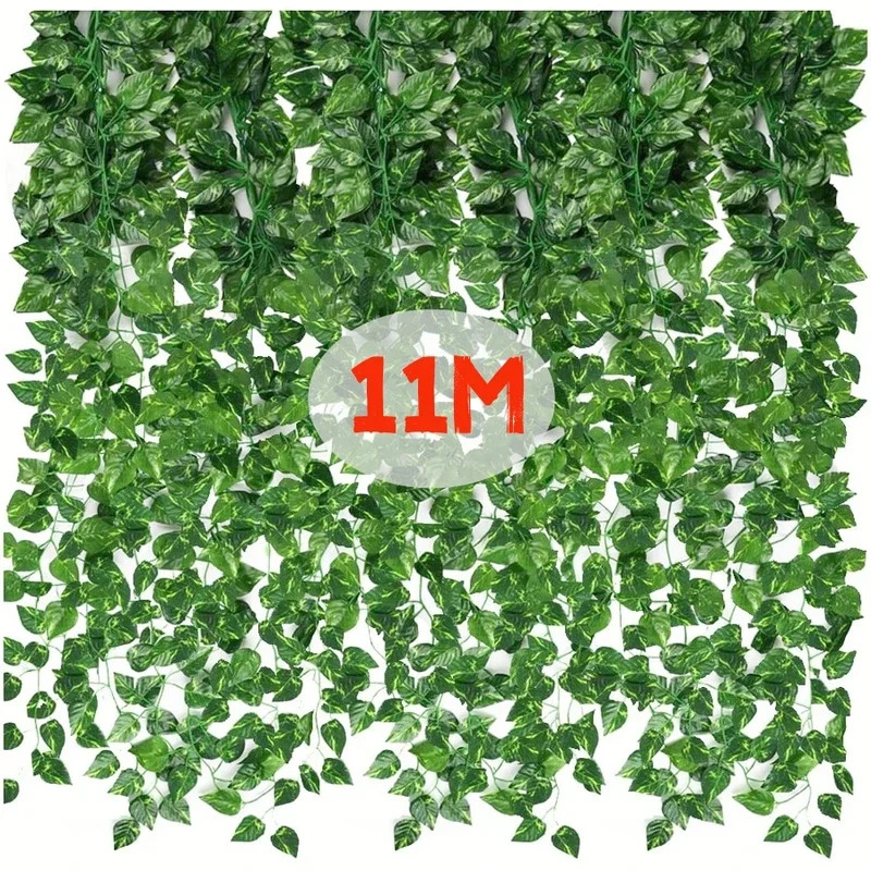 AliExpress 11M Artificial Plant Green Ivy Leaf Garland Fake Plant Creeper Hanging Vine Outdoor DIY Garden Wall Wedding Party Home Decor