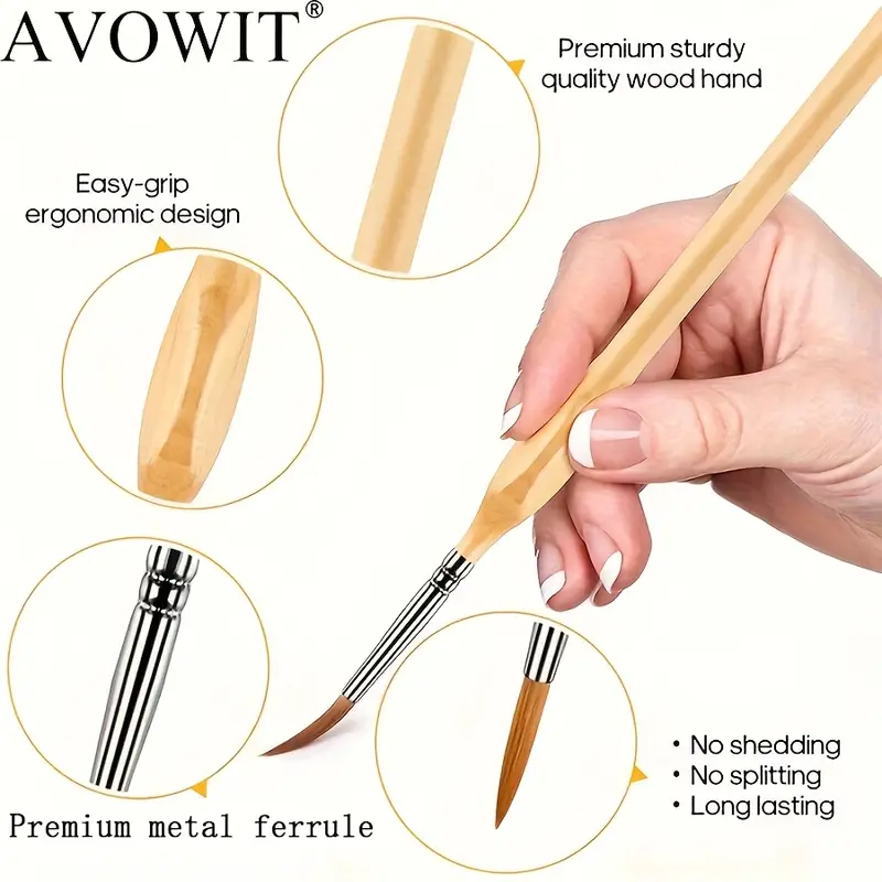 AliExpress 11pcs Detail Brush Set, Triangle Handle Micro Brush, Acrylic Painting Art Brush, Model Oil Painting, Digital Painting Set, view 3