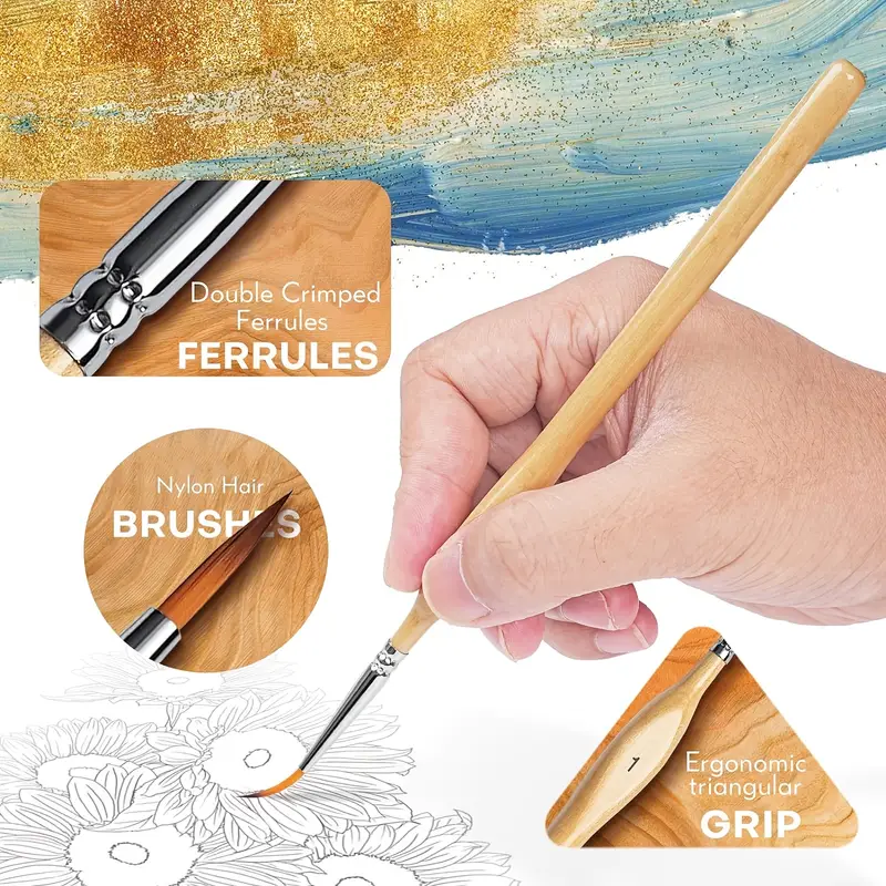AliExpress 11pcs Detail Brush Set, Triangle Handle Micro Brush, Acrylic Painting Art Brush, Model Oil Painting, Digital Painting Set, view 5