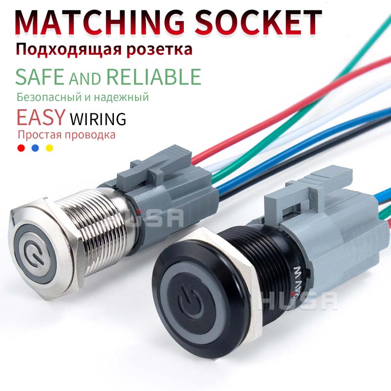AliExpress Waterproof Metal Push Button Switch with LED Ring, view 2