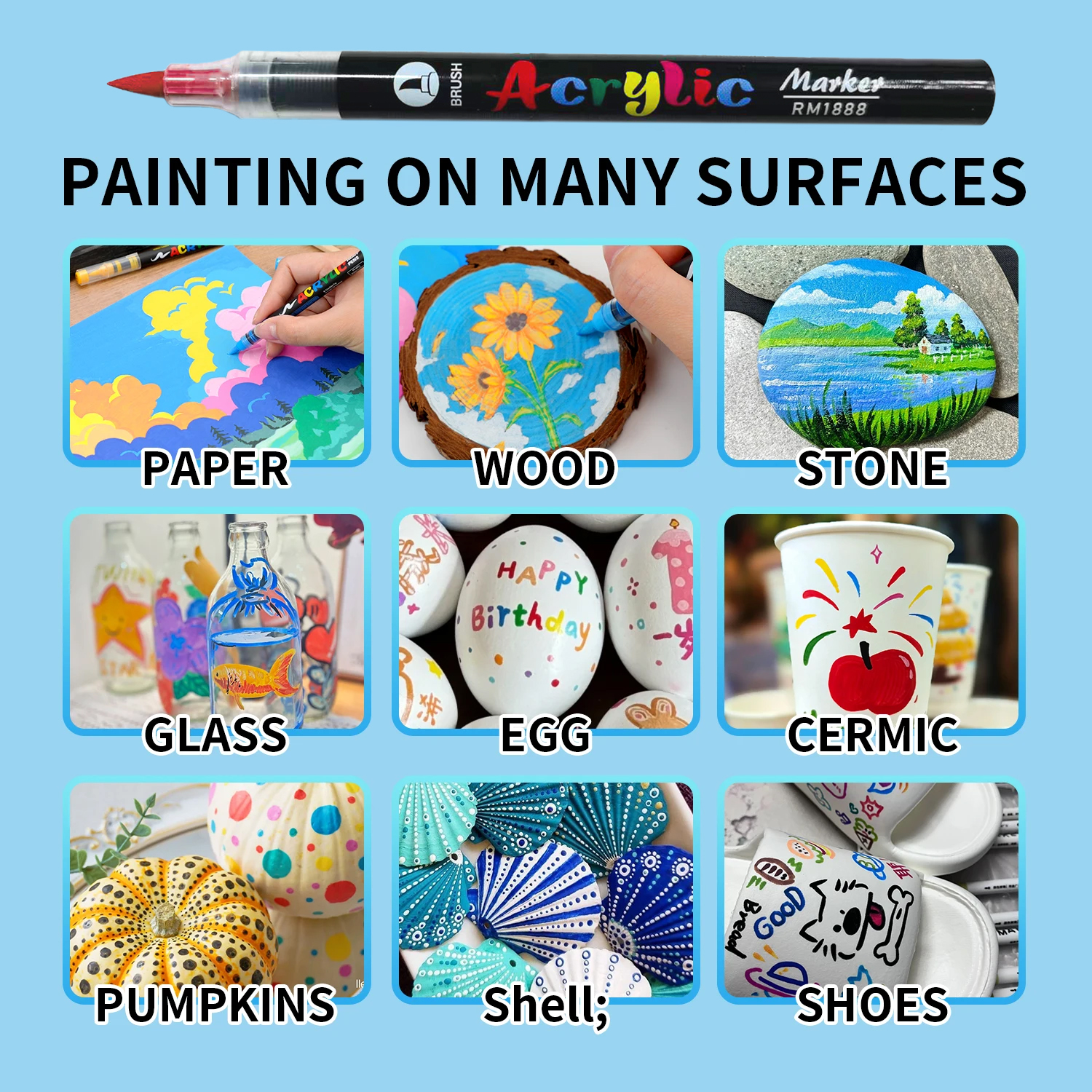 AliExpress Acrylic Paint Pen Markers with Brush Tips, view 5