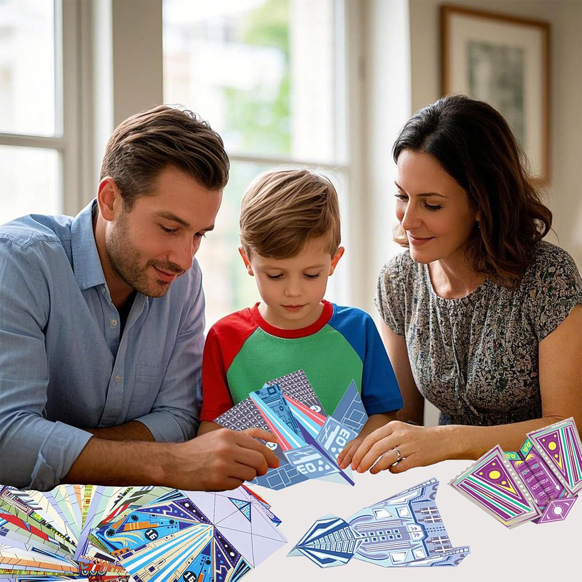 AliExpress 12/32 Sheets Origami Paper Airplane Kit 16 Classic Designs World Record Planes Boys Girls Beginner Gift Party Favor Easy to Fold, view 5