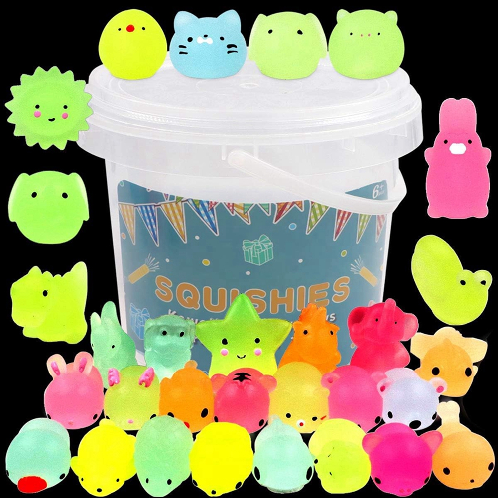 AliExpress 12/36PCS for Kids Kawaii Animals Squishies Mochi Squishy Toys Glow in The Dark Party Favors Stress Relief Squishy
