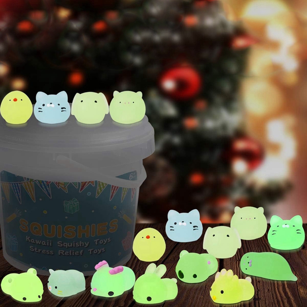 AliExpress 12/36PCS for Kids Kawaii Animals Squishies Mochi Squishy Toys Glow in The Dark Party Favors Stress Relief Squishy, view 2