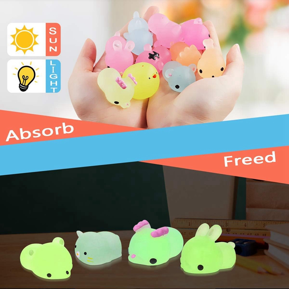 AliExpress 12/36PCS for Kids Kawaii Animals Squishies Mochi Squishy Toys Glow in The Dark Party Favors Stress Relief Squishy, view 3