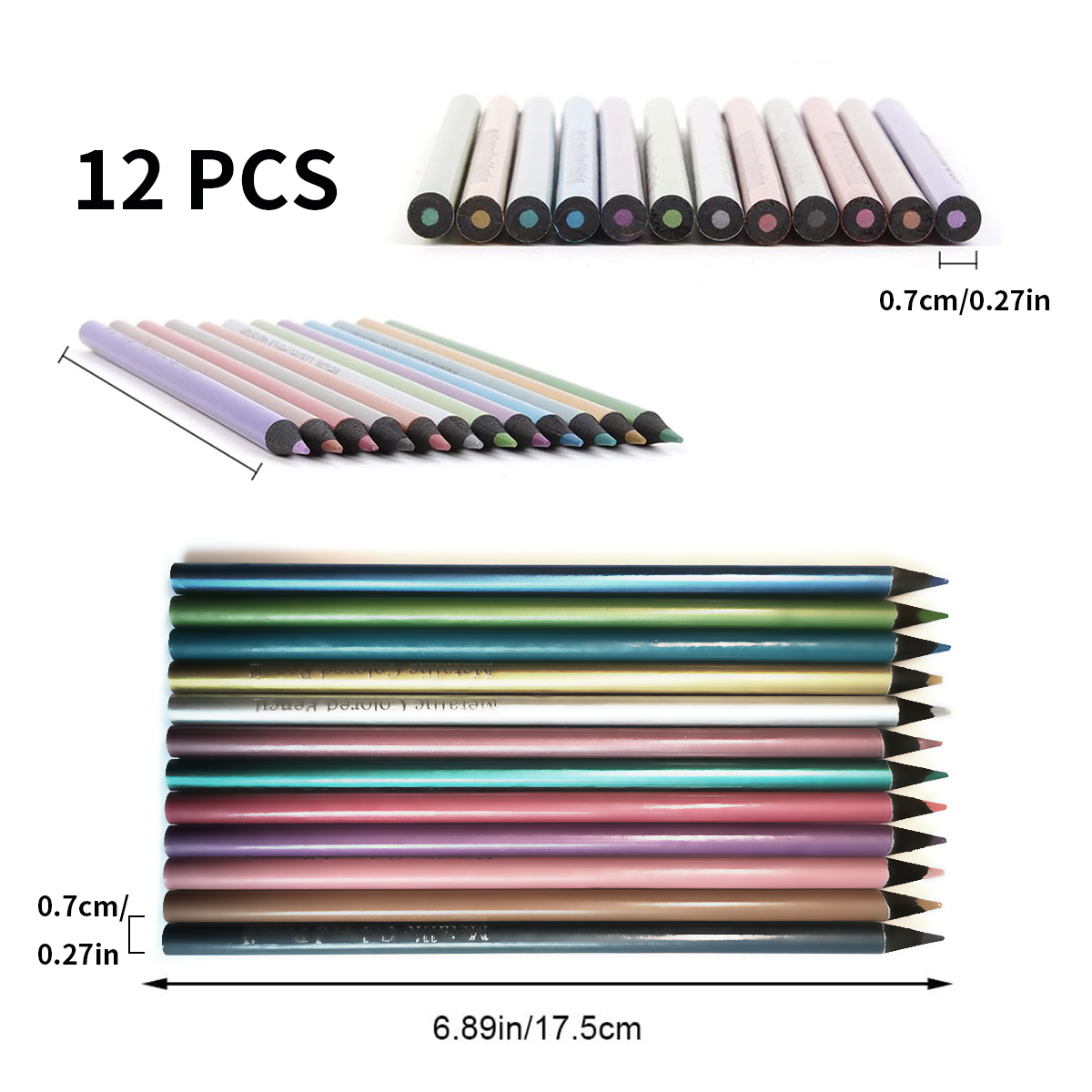 AliExpress 12-Color Metallic Colored Pencil Set, view 2