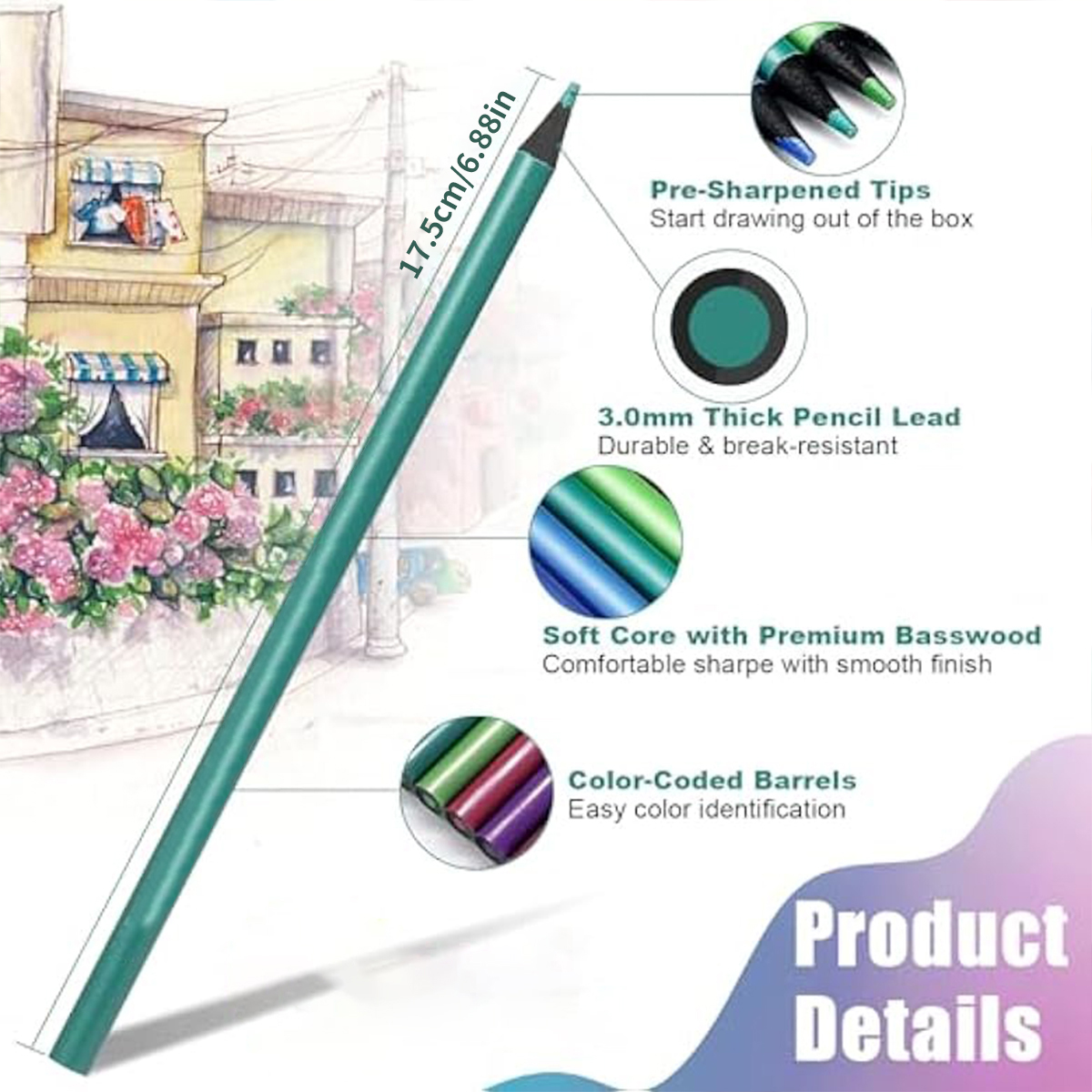 AliExpress 12-Color Metallic Colored Pencil Set, view 3