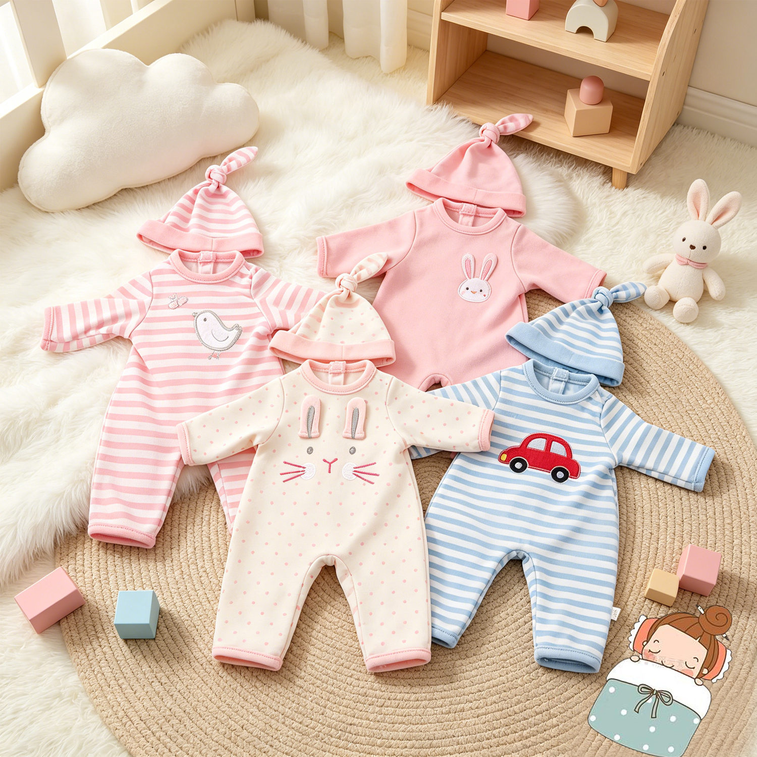 AliExpress 12-inch New Baby Girl Doll Clothes Cute Rabbit Car Chick Jumpsuits Pajamas For 30cm Cotton Doll Toy Accessories
