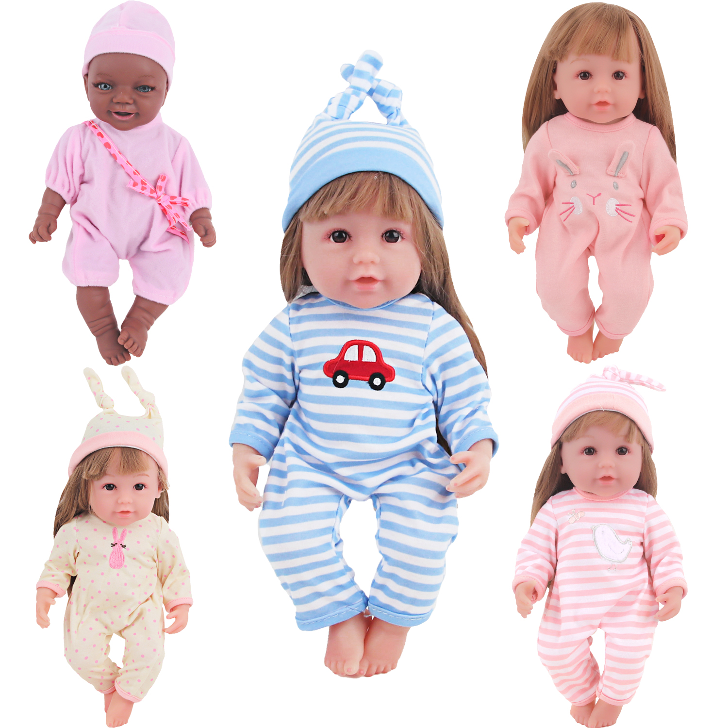 AliExpress 12-inch New Baby Girl Doll Clothes Cute Rabbit Car Chick Jumpsuits Pajamas For 30cm Cotton Doll Toy Accessories, view 2