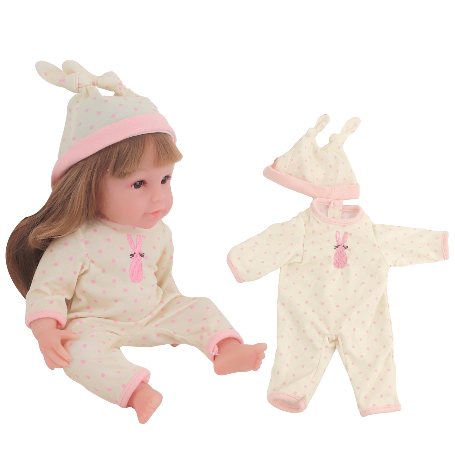AliExpress 12-inch New Baby Girl Doll Clothes Cute Rabbit Car Chick Jumpsuits Pajamas For 30cm Cotton Doll Toy Accessories, view 4