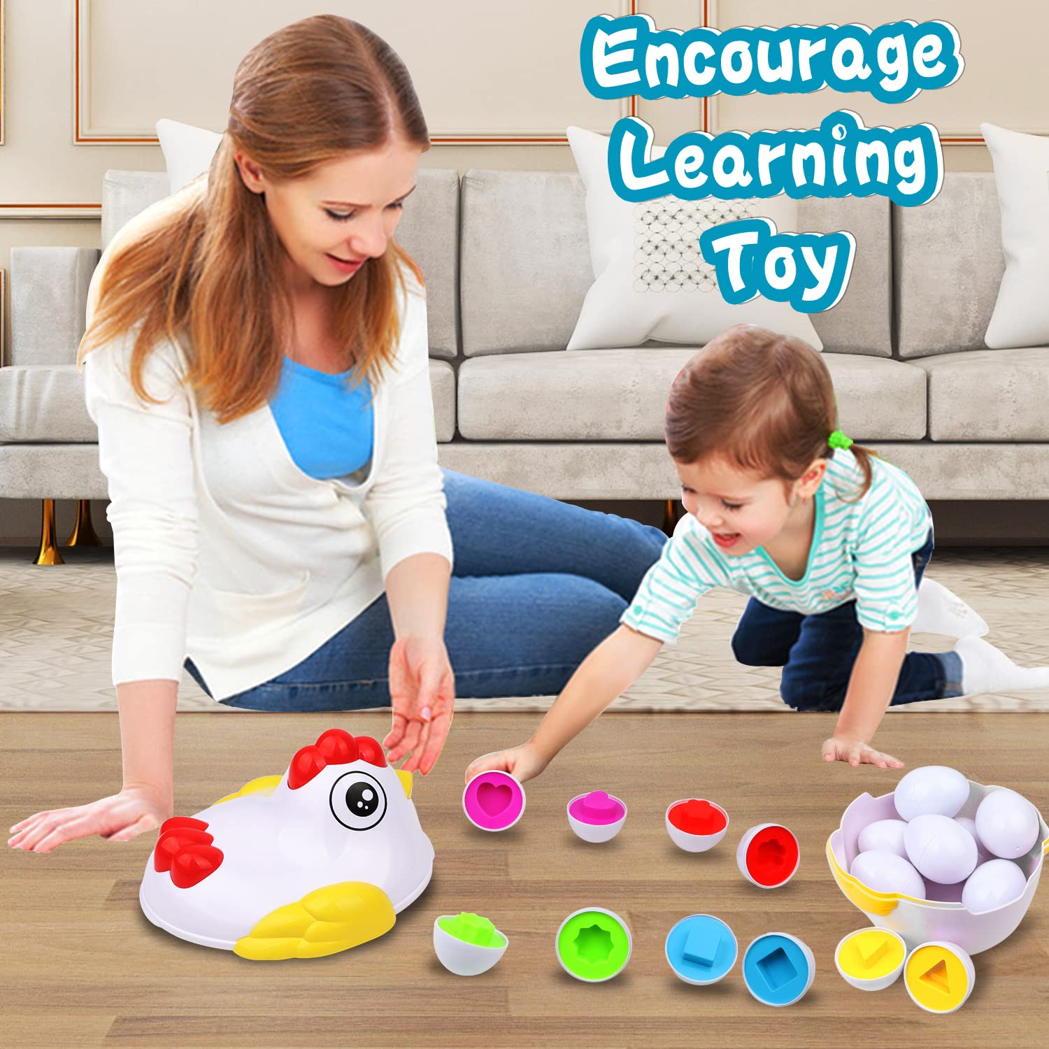 AliExpress 12 Matching Eggs Montessori Sensory Baby Toys Easter Eggs Chicken Colors Shapes Sorter Learning Educational Toy For Kids Gifts, view 2