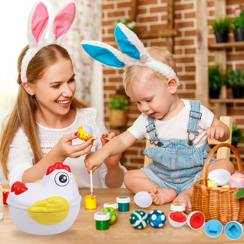 AliExpress 12 Matching Eggs Montessori Sensory Baby Toys Easter Eggs Chicken Colors Shapes Sorter Learning Educational Toy For Kids Gifts, view 3