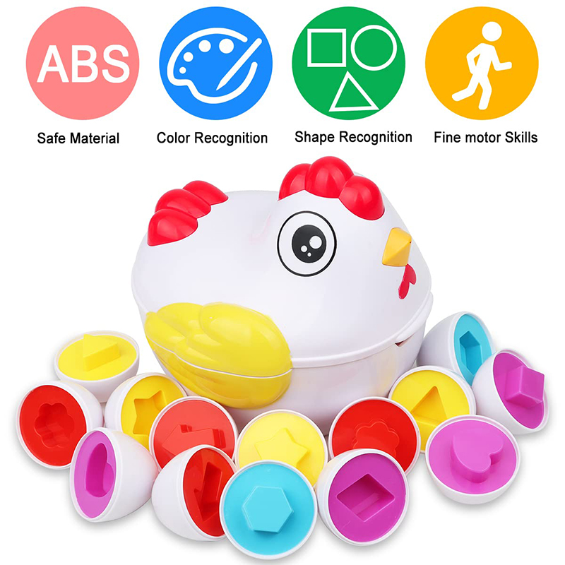 AliExpress 12 Matching Eggs Montessori Sensory Baby Toys Easter Eggs Chicken Colors Shapes Sorter Learning Educational Toy For Kids Gifts, view 4