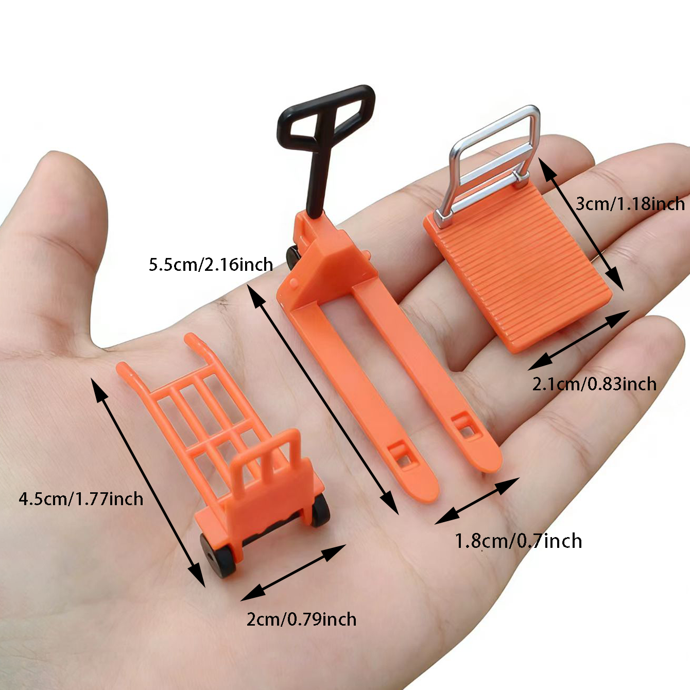 AliExpress 12 pcs Miniature logistics scene accessories: Mini pushcart / forklift / oil barrel / wooden pallet / road cone., view 6