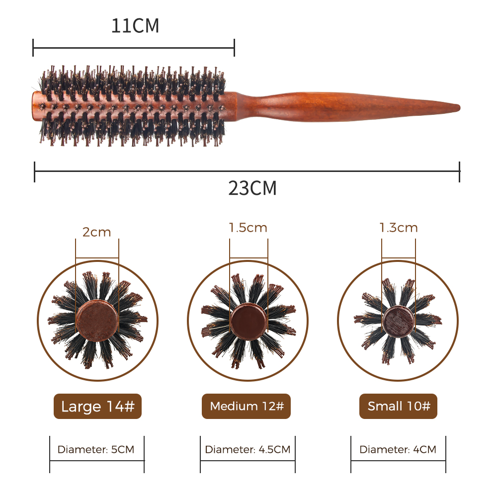 AliExpress Wood Handle Boar Bristle Round Hair Brush, view 4
