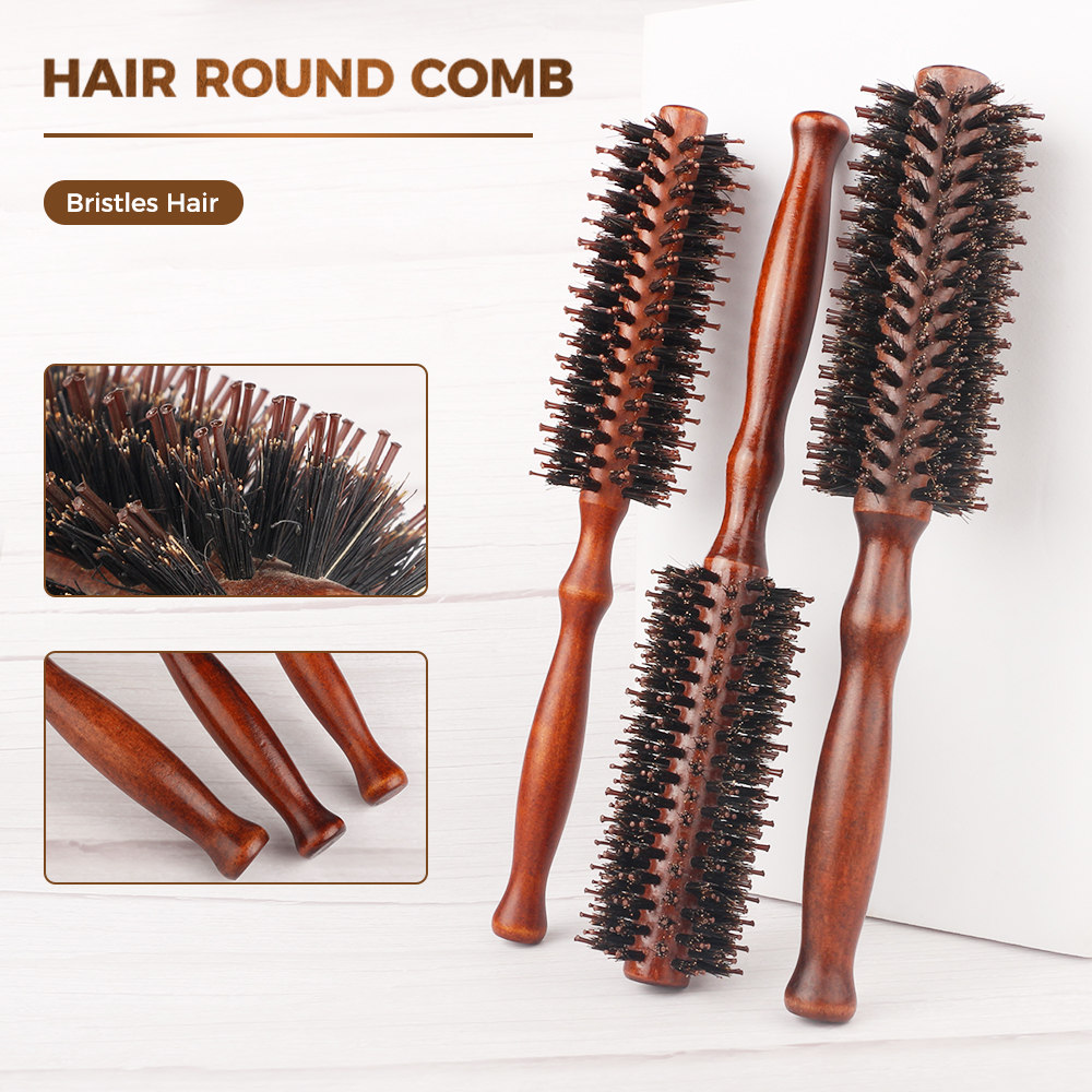 AliExpress Wood Handle Boar Bristle Round Hair Brush, view 5
