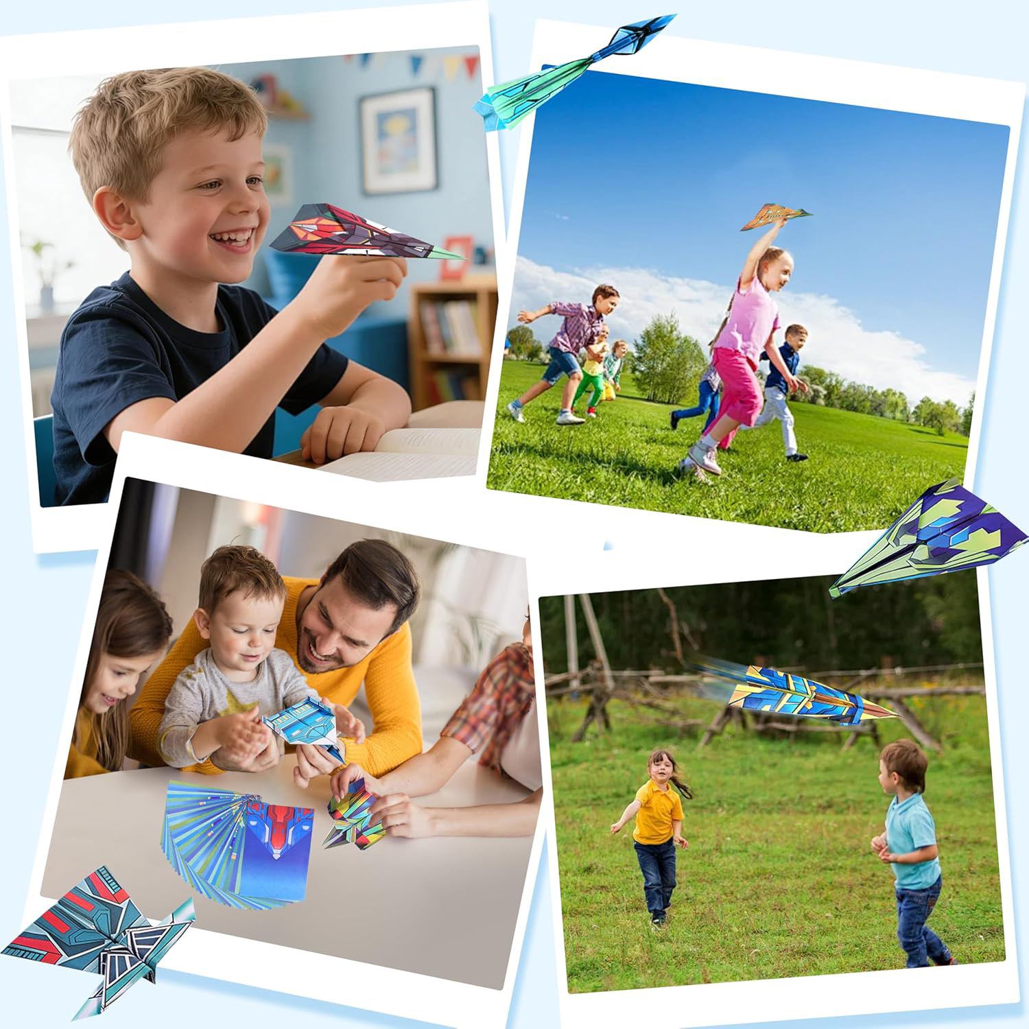 AliExpress 12 Styles Paper Airplane Kit Colorful Origami Paper Handmade Craft Plane Gift For Students Boys Girls, view 3