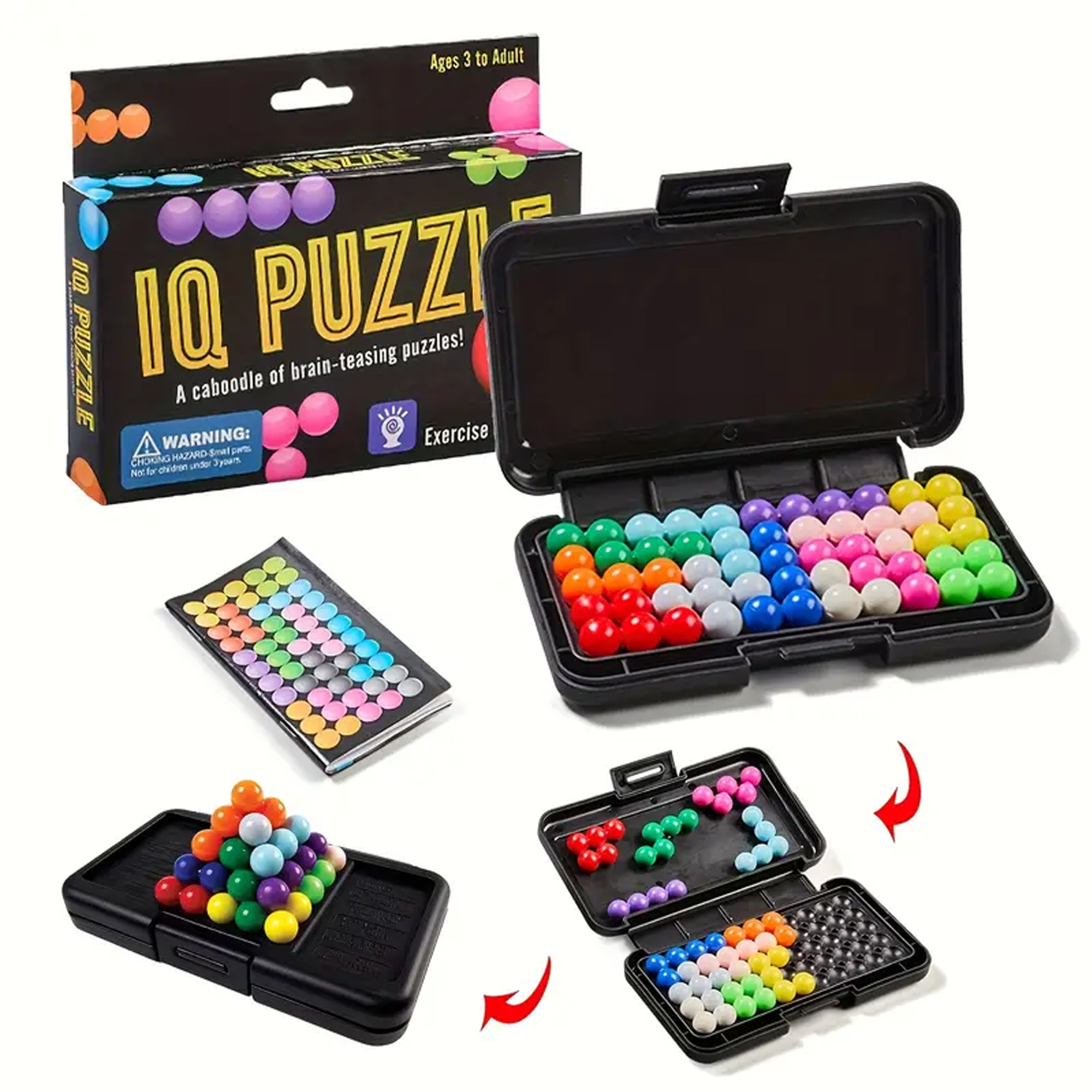 AliExpress 120 Challenges IQ 3D Puzzle Board Game Classic Pyramid Plate Pearl Logical Mind For Children Pyramid Beads Montessori Toys Gifts