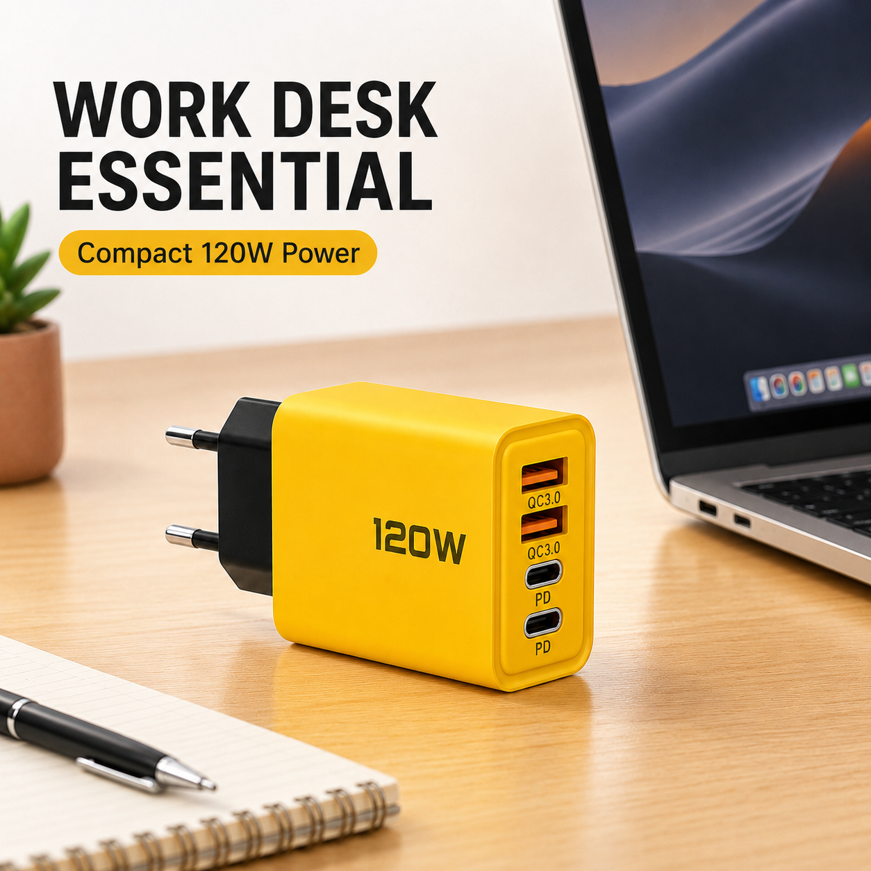 AliExpress 120W 4-Port USB-C Fast Wall Charger, view 4