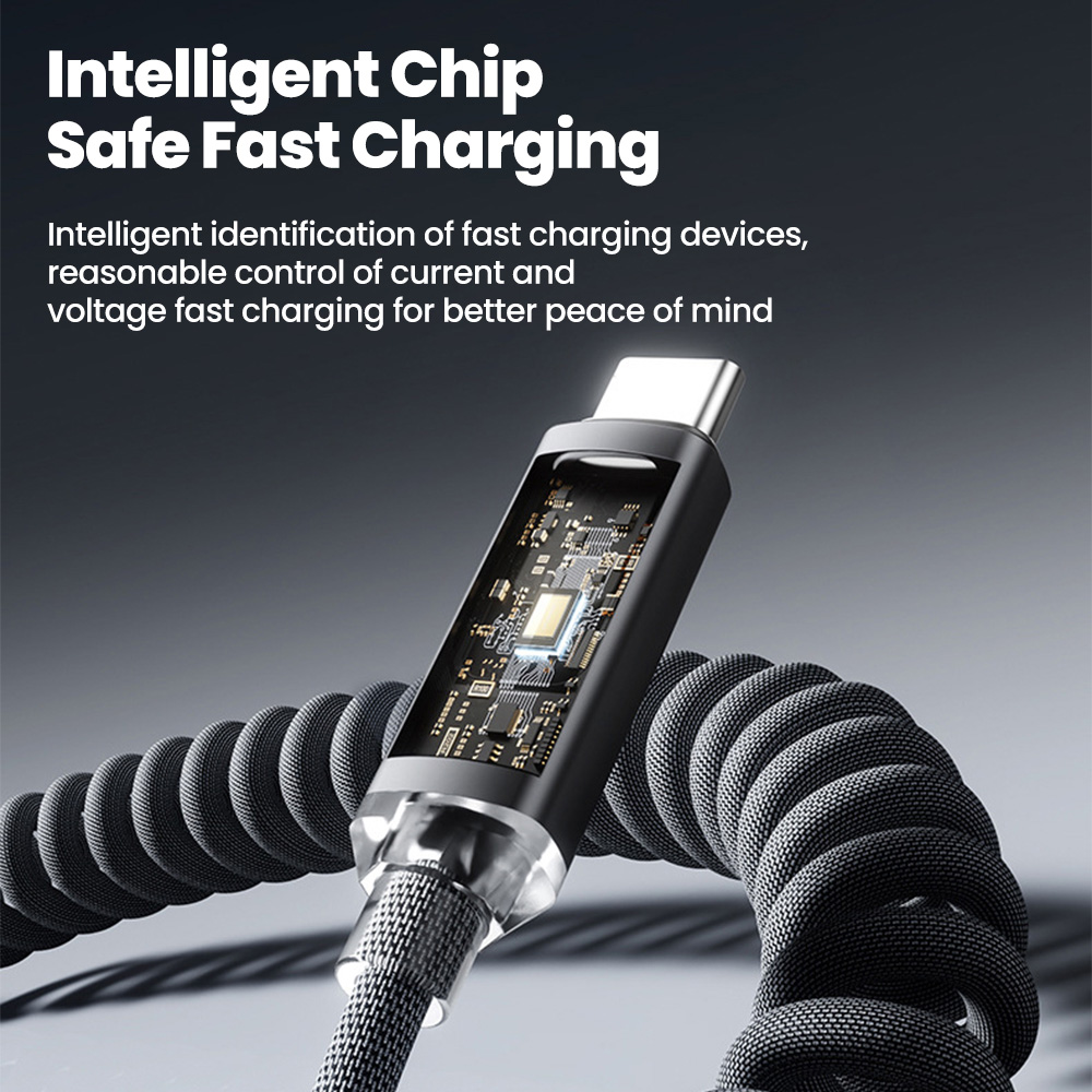 AliExpress 120W Retractable Spring USB-A to USB-C Car Cable, view 2