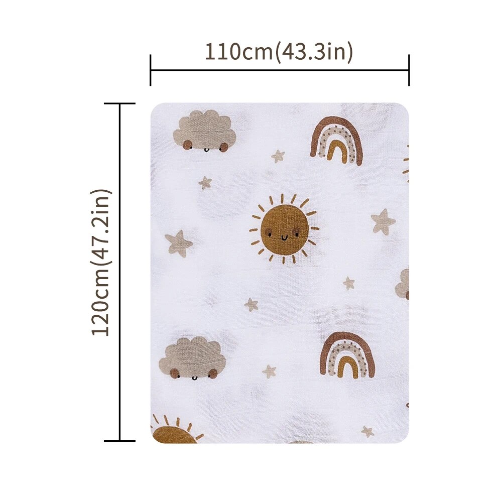 AliExpress 120x110cm Bamboo Cotton Baby Muslin Swaddle Blanket Cute Soft Print Baby Towel Wrap, view 3