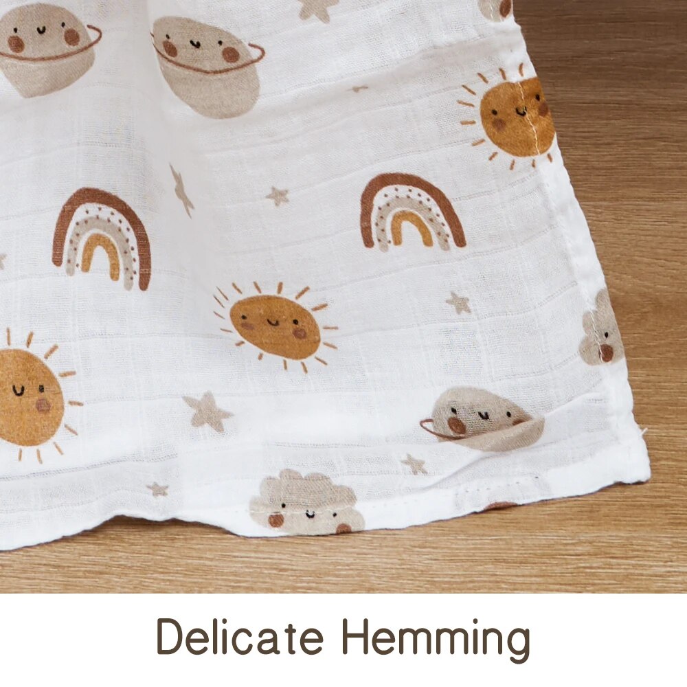 AliExpress 120x110cm Bamboo Cotton Baby Muslin Swaddle Blanket Cute Soft Print Baby Towel Wrap, view 4