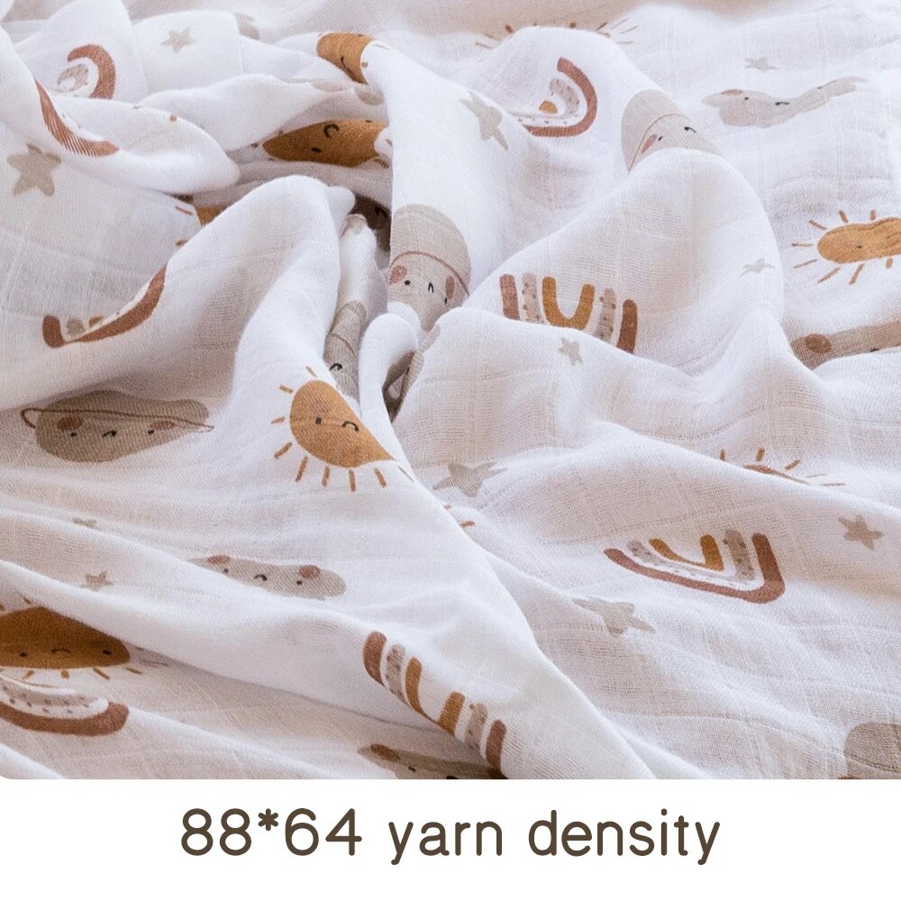 AliExpress 120x110cm Bamboo Cotton Baby Muslin Swaddle Blanket Cute Soft Print Baby Towel Wrap, view 6