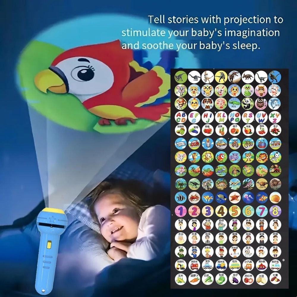 AliExpress 128 Patterns Children Projector Flashlight Early Education Animal Pattern Flashlight Projector Toy 16 Cards Multiple colors, view 2