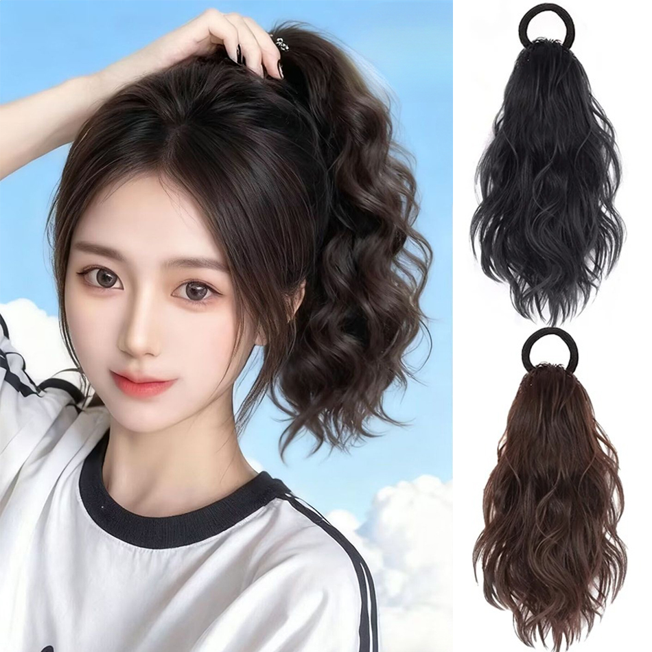 AliExpress 12Inch Curly Synthetic Ponytail Hair Extensions With Elastic Rubber Band Heat Resistant Fiber Ponytail Hairpiece For Daily Wear