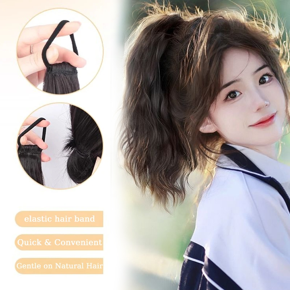 AliExpress 12Inch Curly Synthetic Ponytail Hair Extensions With Elastic Rubber Band Heat Resistant Fiber Ponytail Hairpiece For Daily Wear, view 3