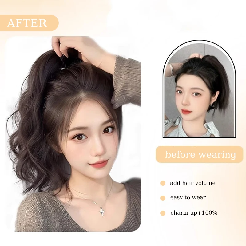 AliExpress 12Inch Curly Synthetic Ponytail Hair Extensions With Elastic Rubber Band Heat Resistant Fiber Ponytail Hairpiece For Daily Wear, view 4