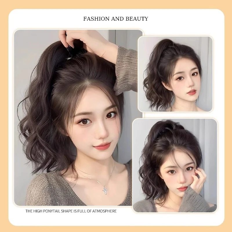 AliExpress 12Inch Curly Synthetic Ponytail Hair Extensions With Elastic Rubber Band Heat Resistant Fiber Ponytail Hairpiece For Daily Wear, view 6