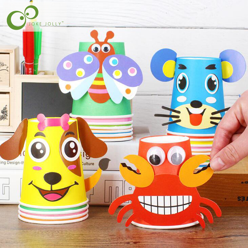 AliExpress 12pcs Children 3D DIY handmade paper cups sticker material kit Whole set Kids kindergarten school art craft educational toys GYH