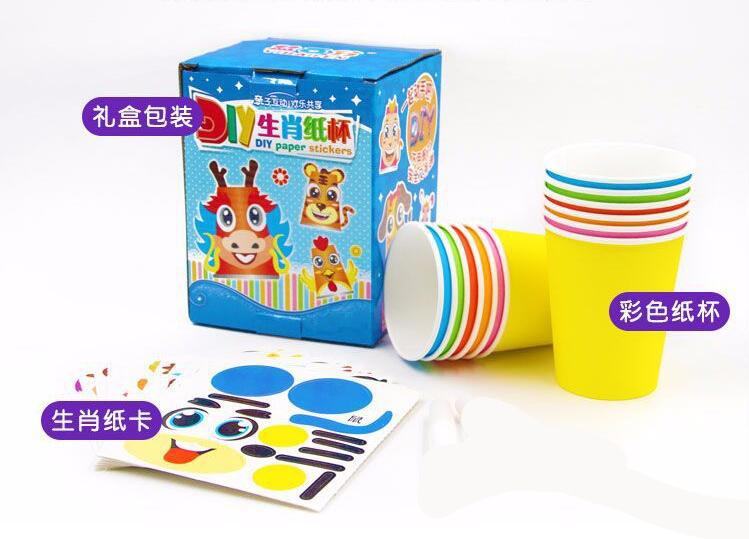 AliExpress 12pcs Children 3D DIY handmade paper cups sticker material kit Whole set Kids kindergarten school art craft educational toys GYH, view 2