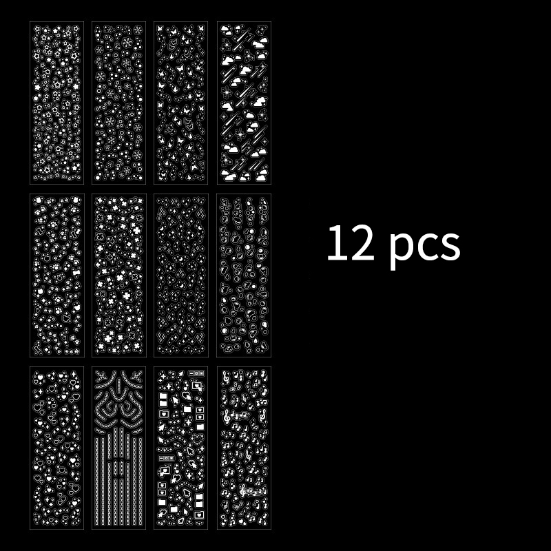 AliExpress 12Pcs Laser Long Strip Sticker Pack, Holographic Flash Pattern, for Journal Scrapbooking DIY Album Decor, Waterproof and Durable, view 3