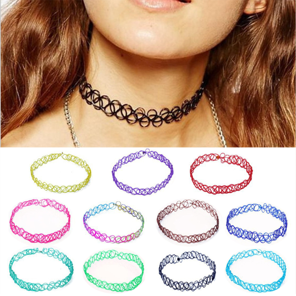 AliExpress Elastic Tattoo Rainbow Chokers (12-Piece Set)