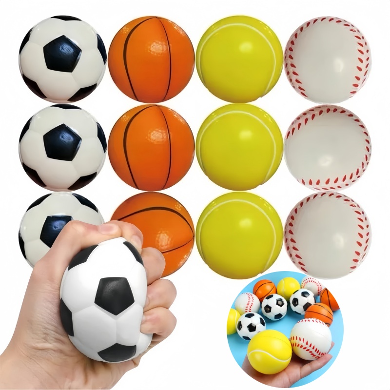 AliExpress 12Pcs Soft Football Basketball Baseball Tennis Toys Foam Sponge Decompression Vent Stress Balls Soccer Anti Stress Sports Toy