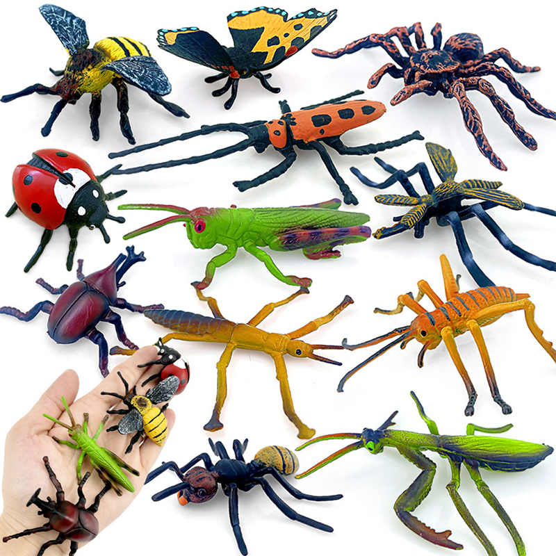 AliExpress 12pcs Wild Insect Animals Model Set Butterfly Scorpion Mantis Cicada Lizard Action Figures Miniature Kid Education Halloween Toy
