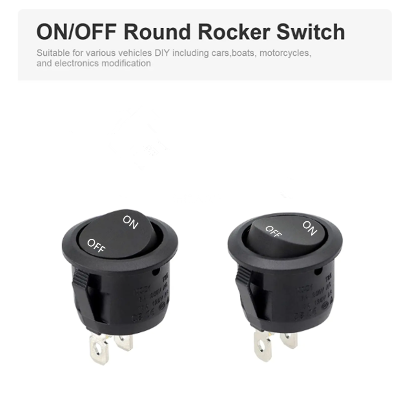 AliExpress 12V Round Rocker Switch AC 6A/250V 10A/125V SPST 2 Pin 2 Position On/Off Toggle Switch for Car Boat Automotive RV Black, view 4