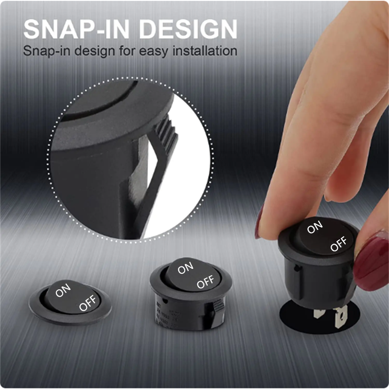 AliExpress 12V Round Rocker Switch AC 6A/250V 10A/125V SPST 2 Pin 2 Position On/Off Toggle Switch for Car Boat Automotive RV Black, view 6