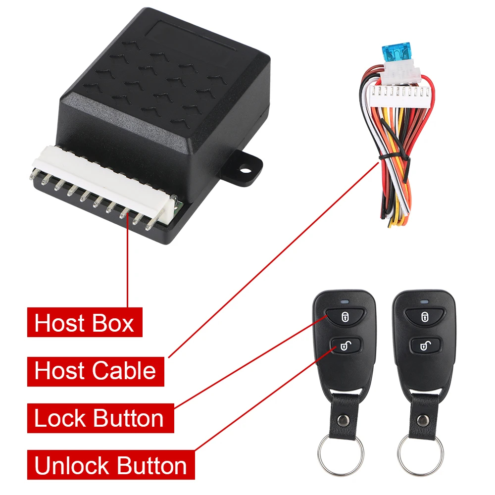 AliExpress 12V universal car keyless entry central locking remote control, wire cutting car rearview mirror folding mirror controller, view 5
