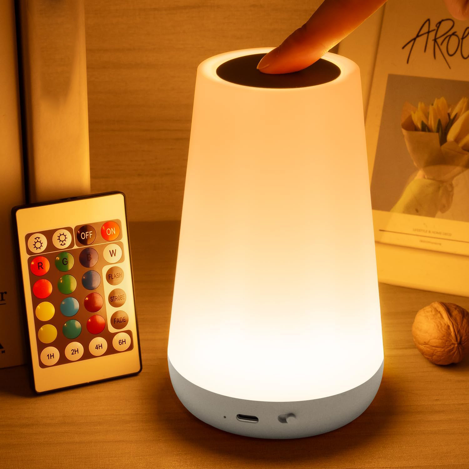 AliExpress 13 Color Changing Night Light RGB Remote Control Touch Dimmable Lamp Portable Table Bedside Lamps USB Rechargeable Night Lamp