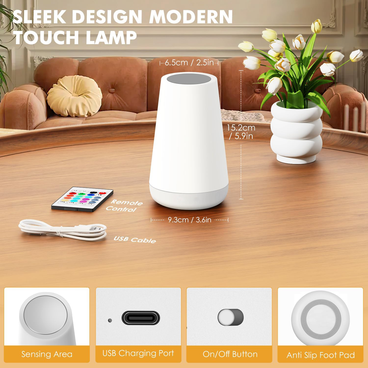 AliExpress 13 Color Changing Night Light RGB Remote Control Touch Dimmable Lamp Portable Table Bedside Lamps USB Rechargeable Night Lamp, view 4