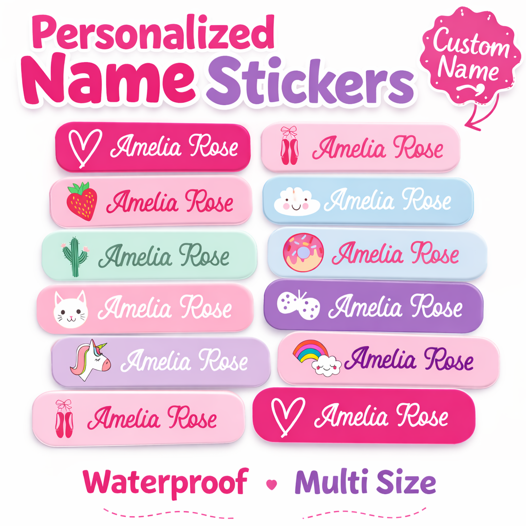AliExpress 132 Personalized Name Stickers for Kids, Custom Waterproof Name Labels for Bottles, Lunch Boxes, School Supplies