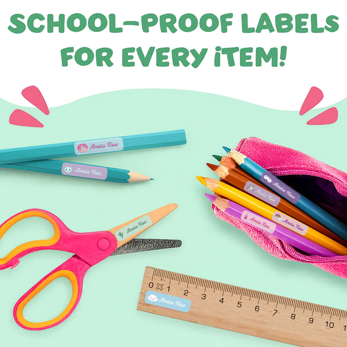 AliExpress 132 Personalized Name Stickers for Kids, Custom Waterproof Name Labels for Bottles, Lunch Boxes, School Supplies, view 5