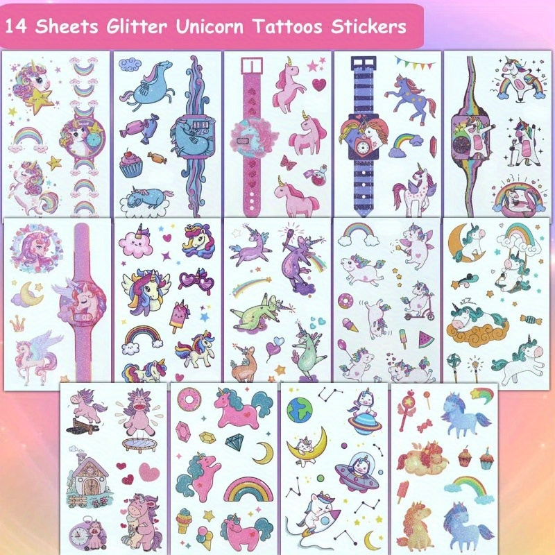 AliExpress Unicorn Glitter Temporary Tattoos (14 Sheets), view 2