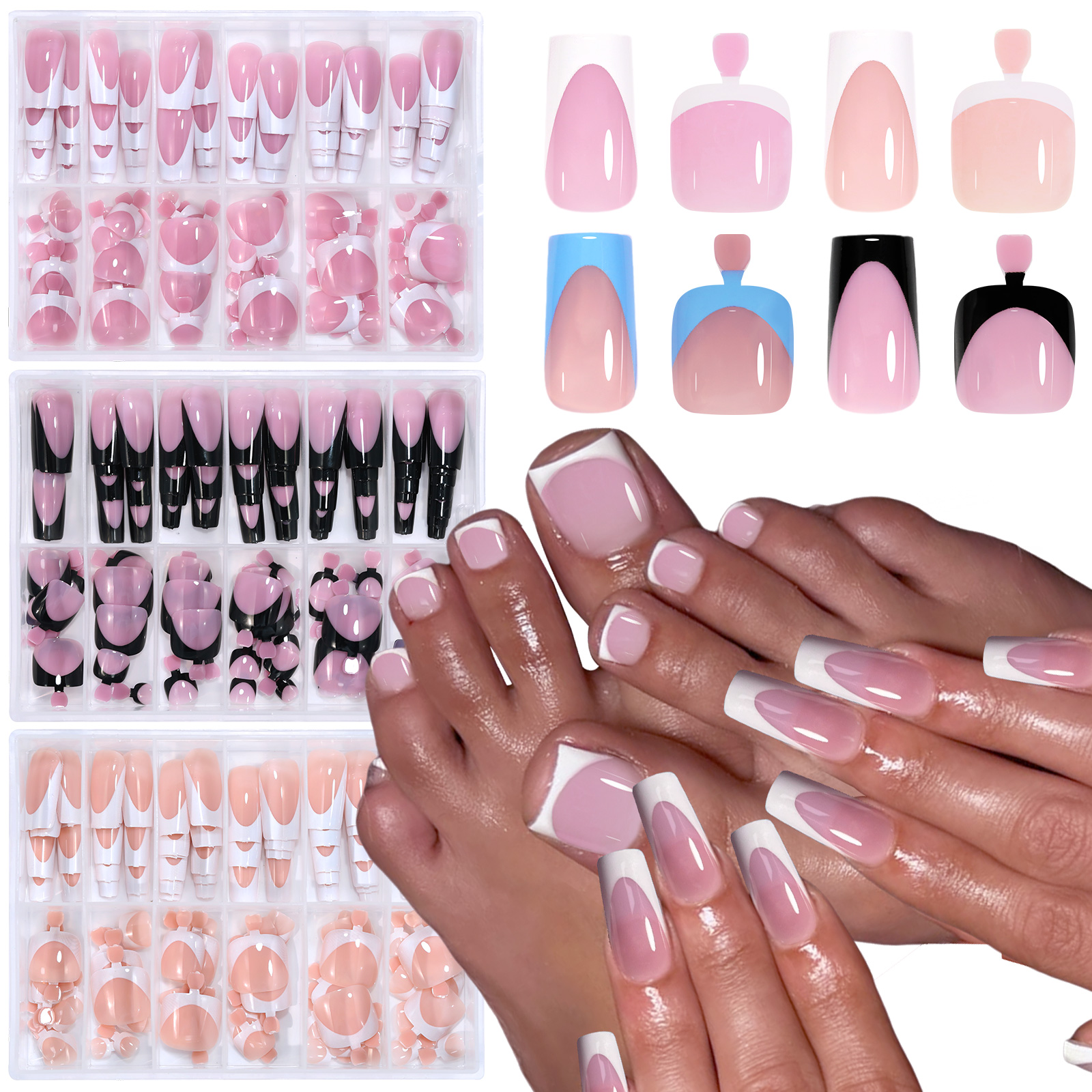 AliExpress French Black and Pink Press-On Nails (144-Piece), view 2