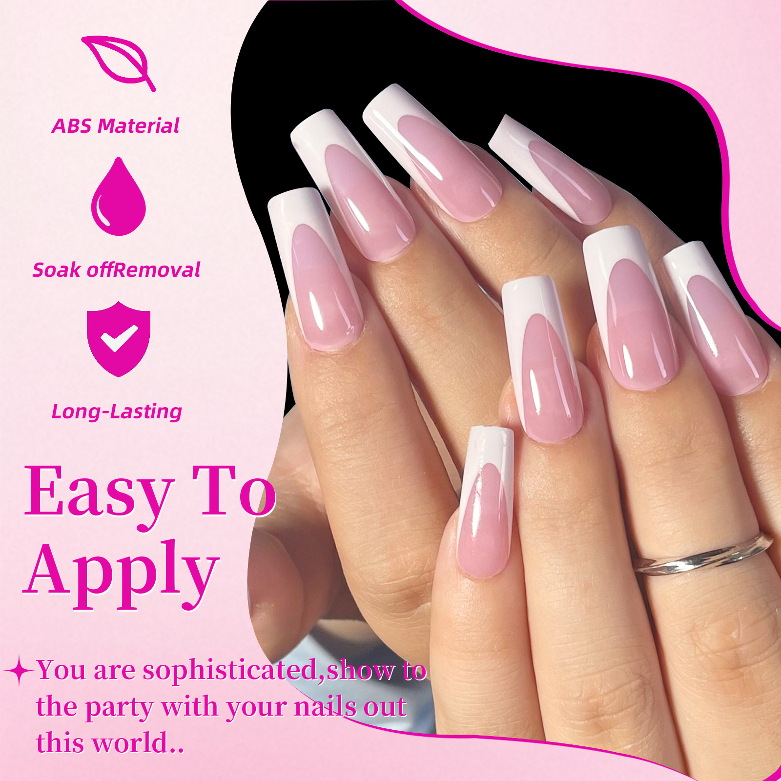 AliExpress French Black and Pink Press-On Nails (144-Piece), view 3